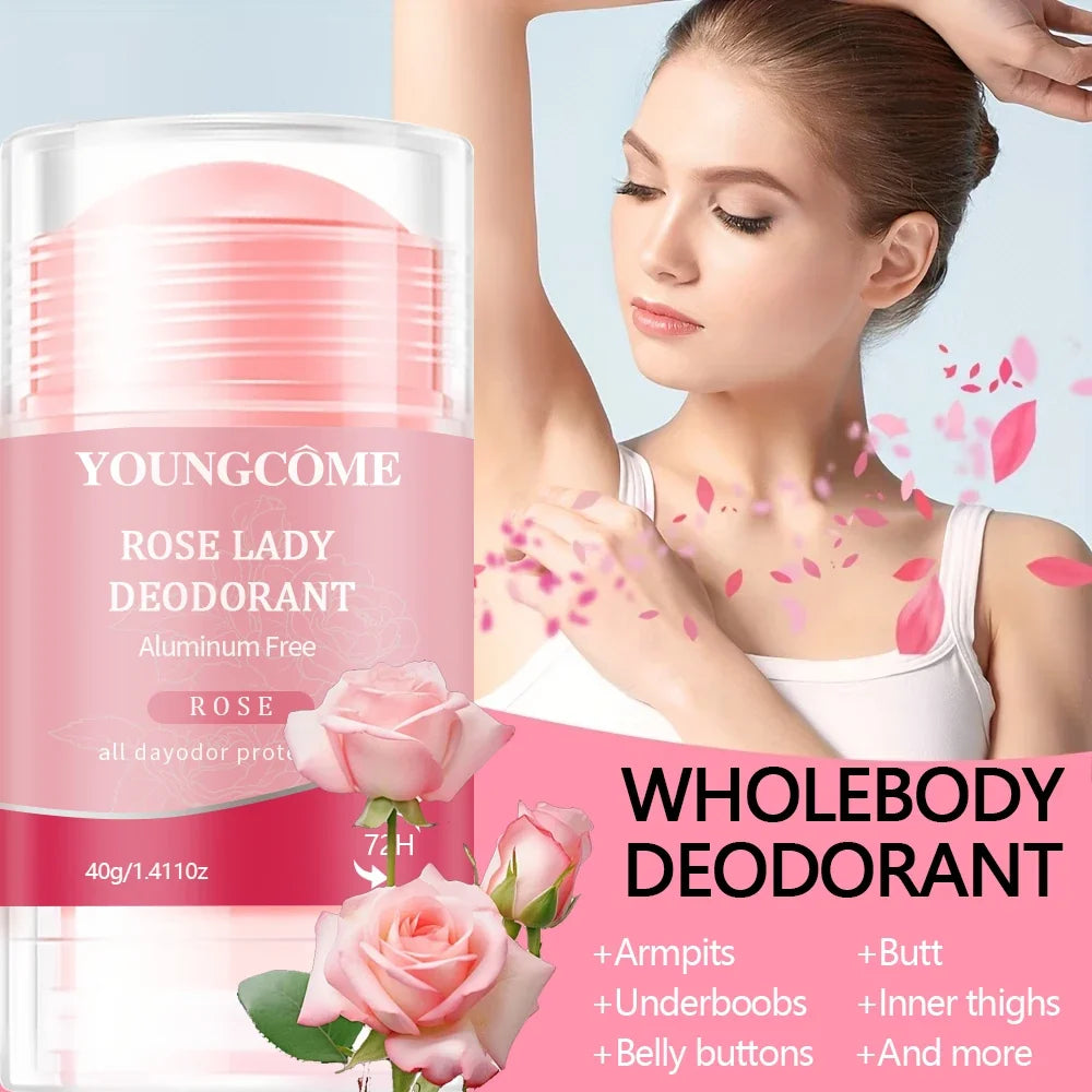 Women Deodorant Stick Rose Lady Solid Underarm Sweat Odor Control All