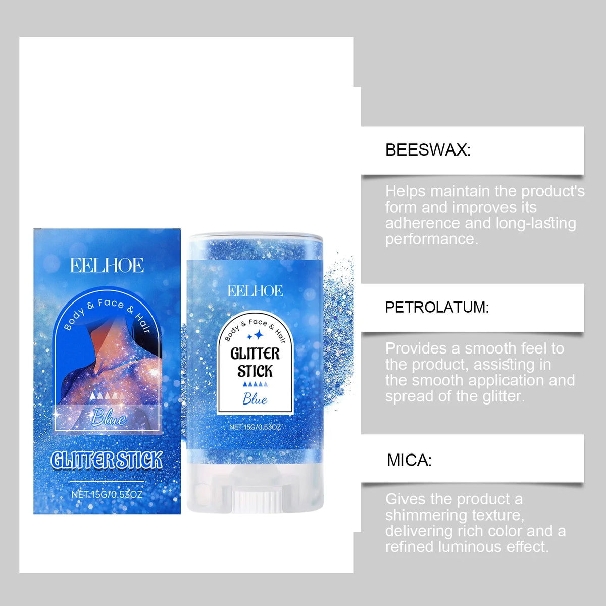 Blue Mermaid Body Glitter Stick – Face, Hair & Body Shimmer