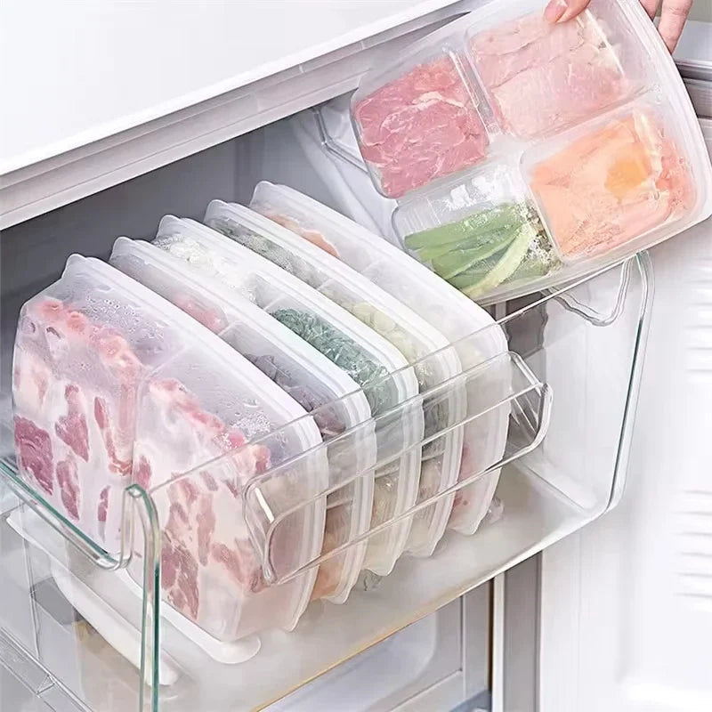4-Compartment Fridge Food Storage Box with Lid | Freezer Safe