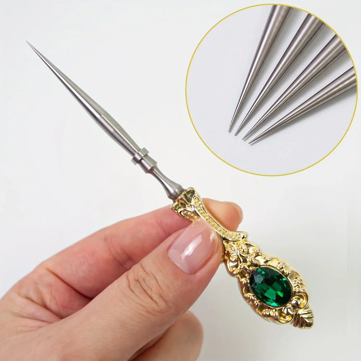 Vintage Jeweled Sewing Needle Cone | Steel Punch Tool for Crafts