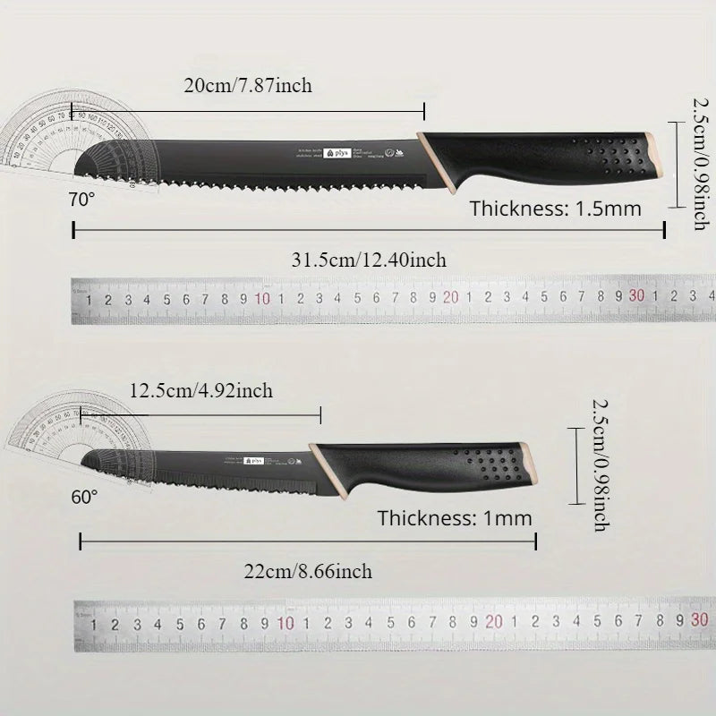2-Piece Serrated Bread Knife Set – Stainless Steel Kitchen Knives
