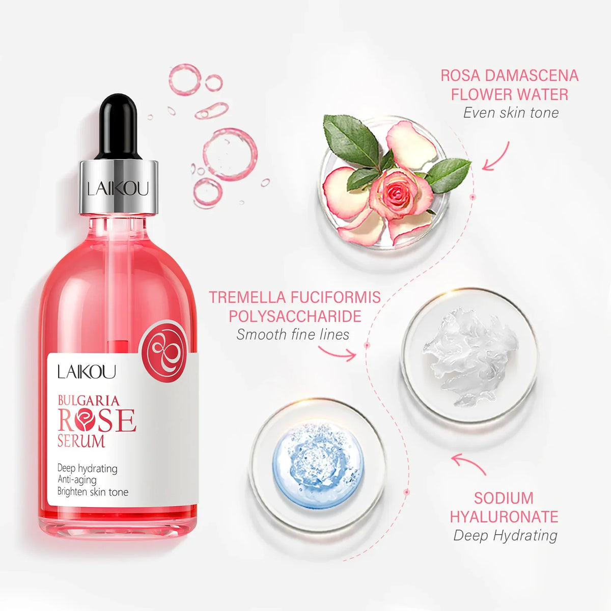 LAIKOU Sakura Rose Essence Serum Moisturizing Hydrating Nourishing