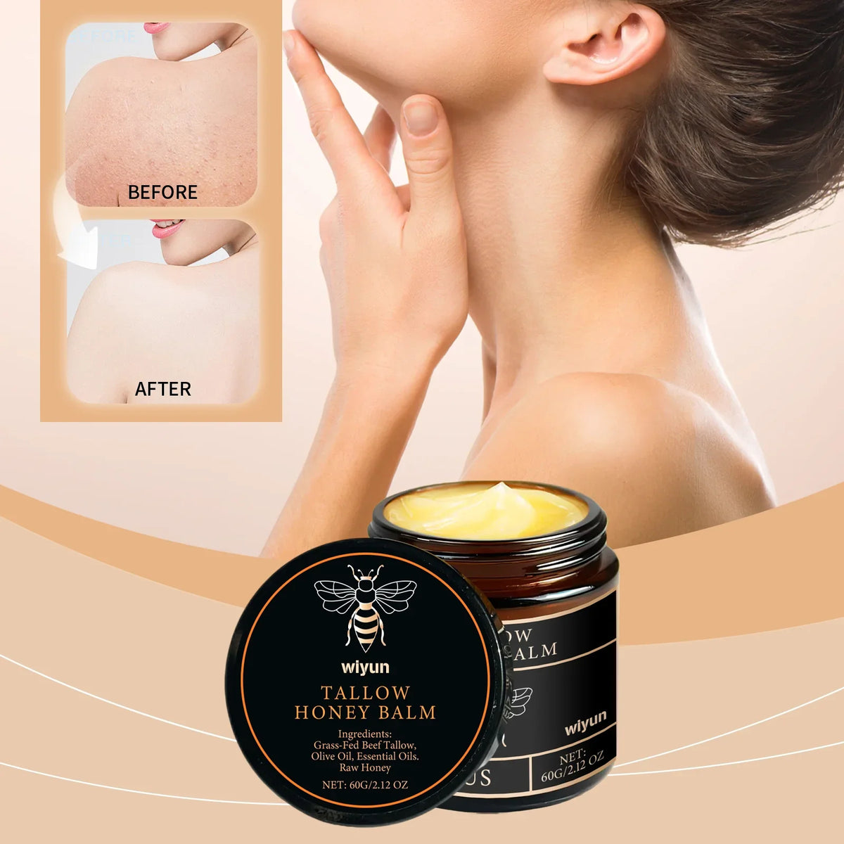 WIYUN Tallow Honey Cream – Brightening Face & Body Moisturizer