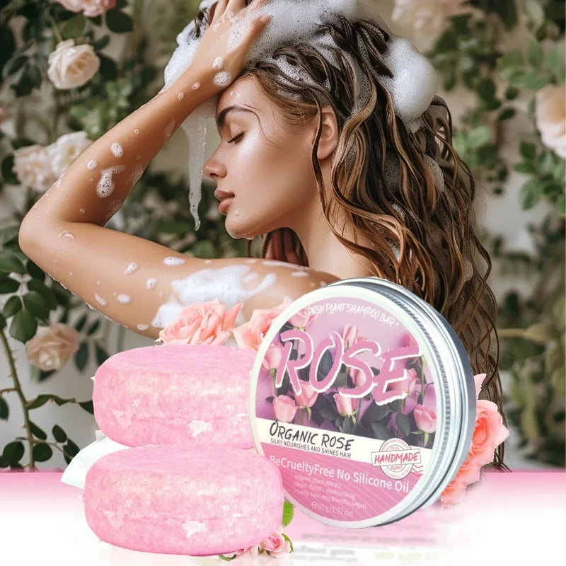 Rose Shampoo Soap Nourish Moisturize Scalp Oil Controlling Stain