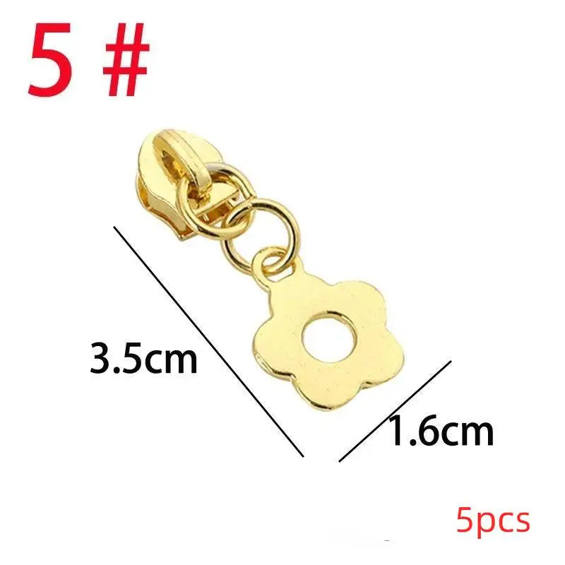 5-Pack Metal Zipper Pulls – Star Heart Flower Replacement Sliders