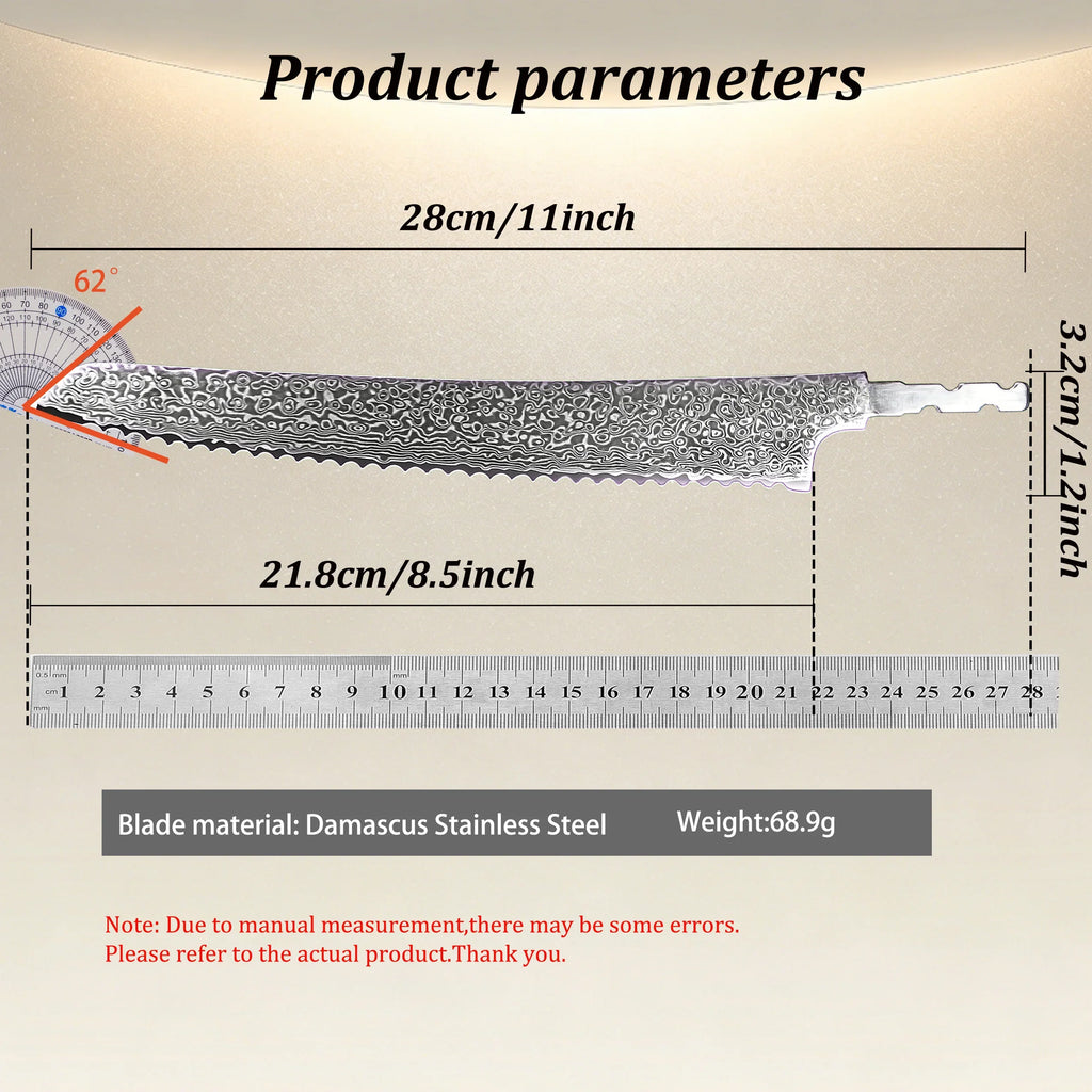 Damascus Steel Bread Knife Blank Blade – DIY Hand Forged