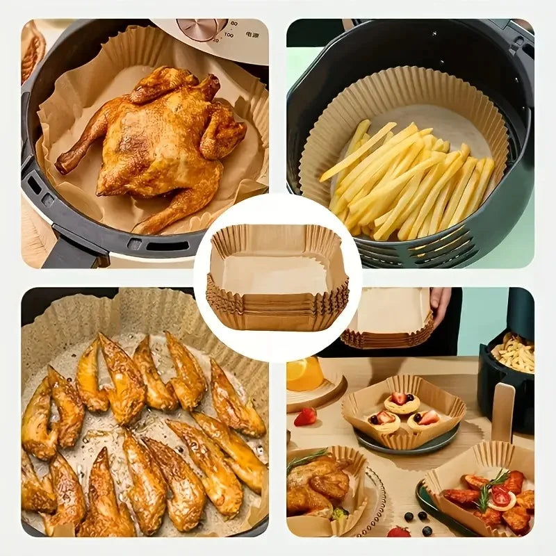 100-Piece Non-Stick Baking Paper Pads – Air Fryer & Oven