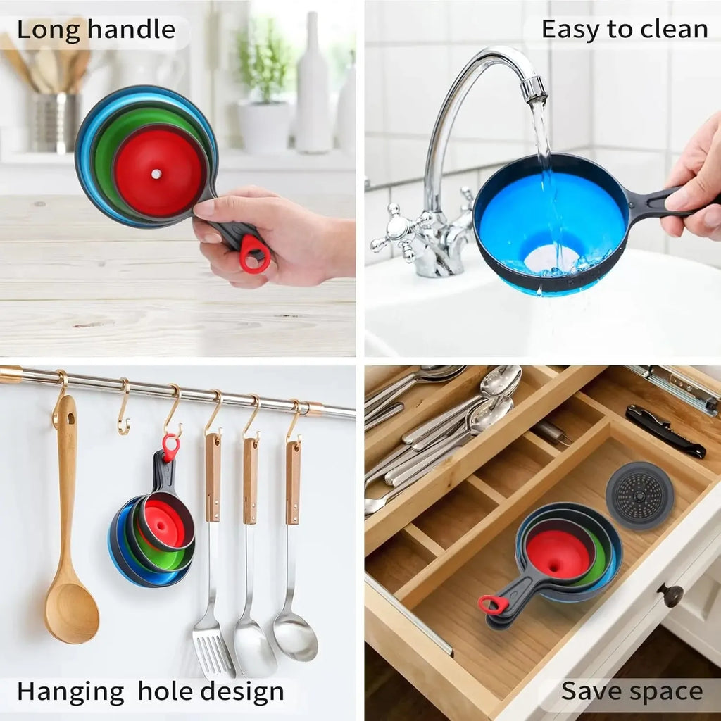 Large Small Funnel 3 Silicone Collapsible Wide Mouth Canning Mason