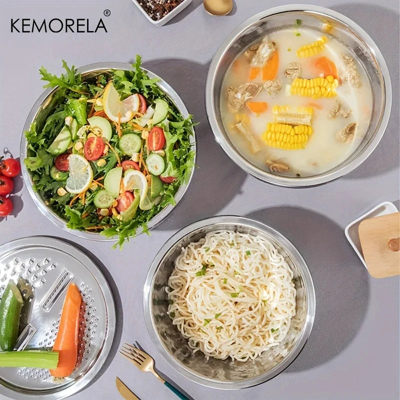 KEMORELA 4-in-1 Stainless Steel Rice Washer Colander & Grater