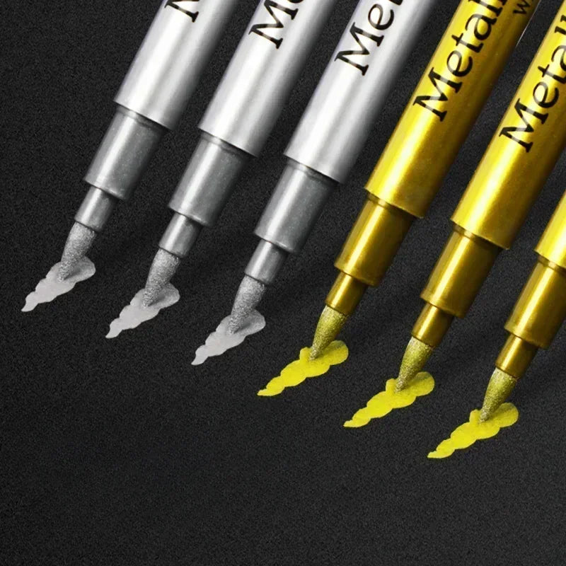 Gold Silver Metallic Permanent Markers Waterproof Paint Pens Rock Mug