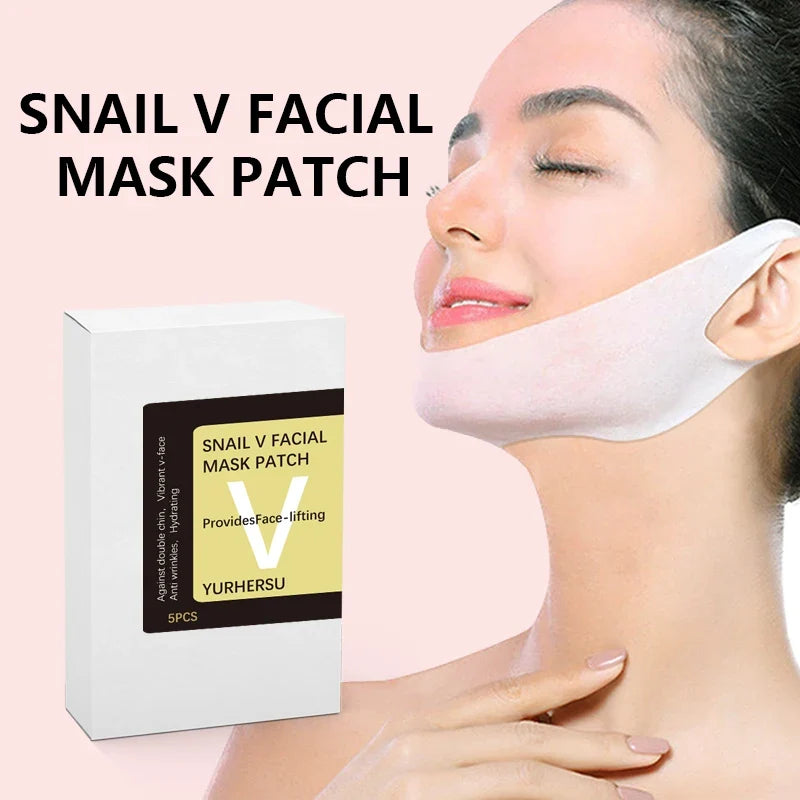 YURHERSU Snail V-Lift Facial Mask – Moisturizing, 5 Pcs