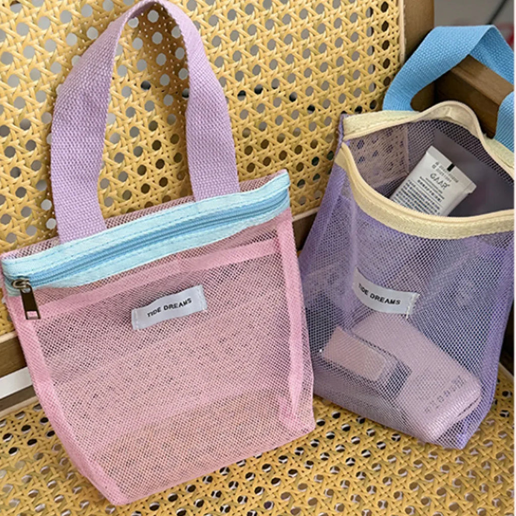 Mesh Makeup Toiletry Storage Bags Handbags Portable Travel Washing