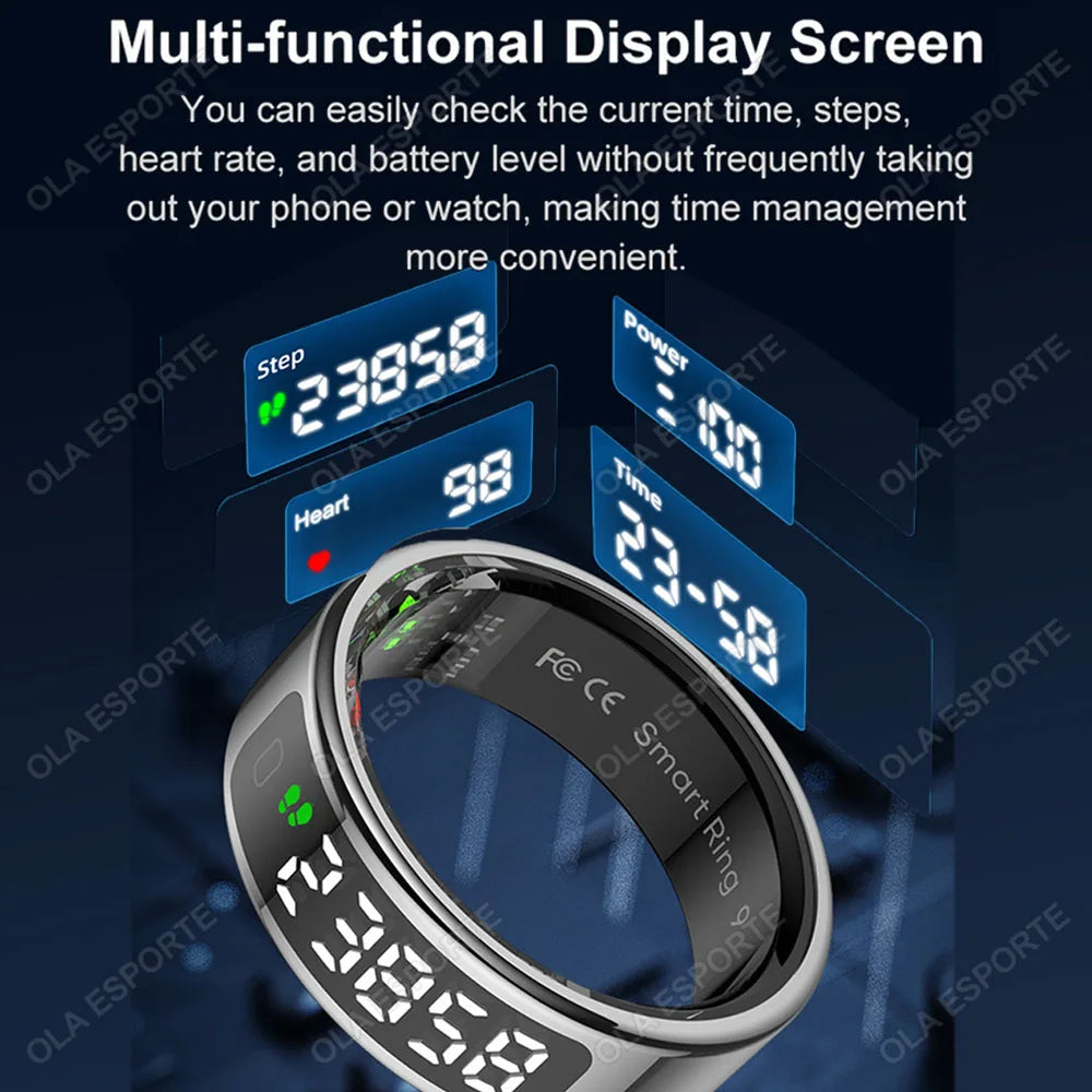 Fashion Smart Ring Display Screen Touch Wireless Charging Health