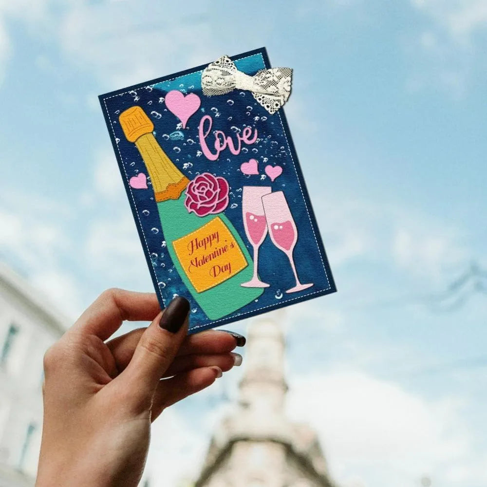 Champagne Love Die Cuts – Celebration Frame Scrapbooking Stencils