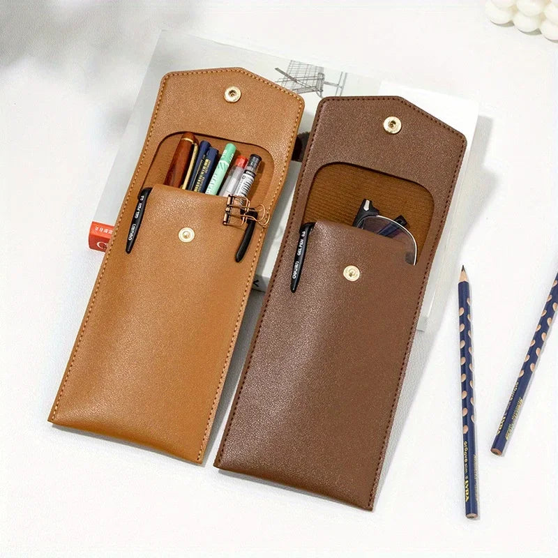 PU Leather Pencil Case Storage Bag Student Glasses Portable