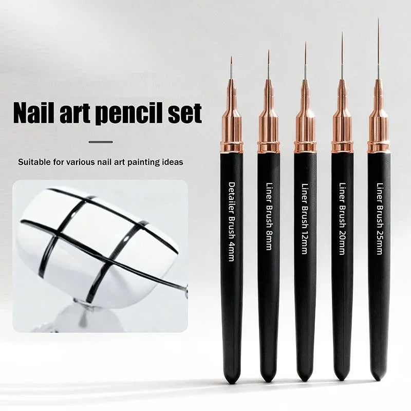 5-Piece Nail Art Liner Brush Set – Fine Detail Manicure Pens