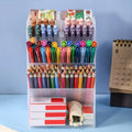 Multi Functional Desktop Pen Holder Transparent Large Capacity
