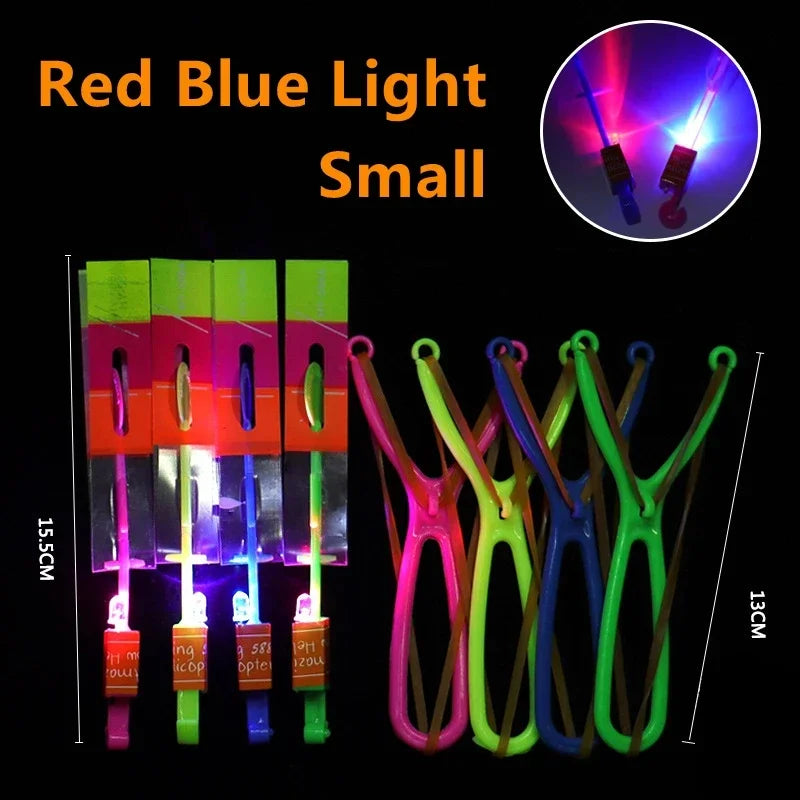 LED Arrow Rocket Helicopter Toy – Rubber Band Launcher, Party Fun