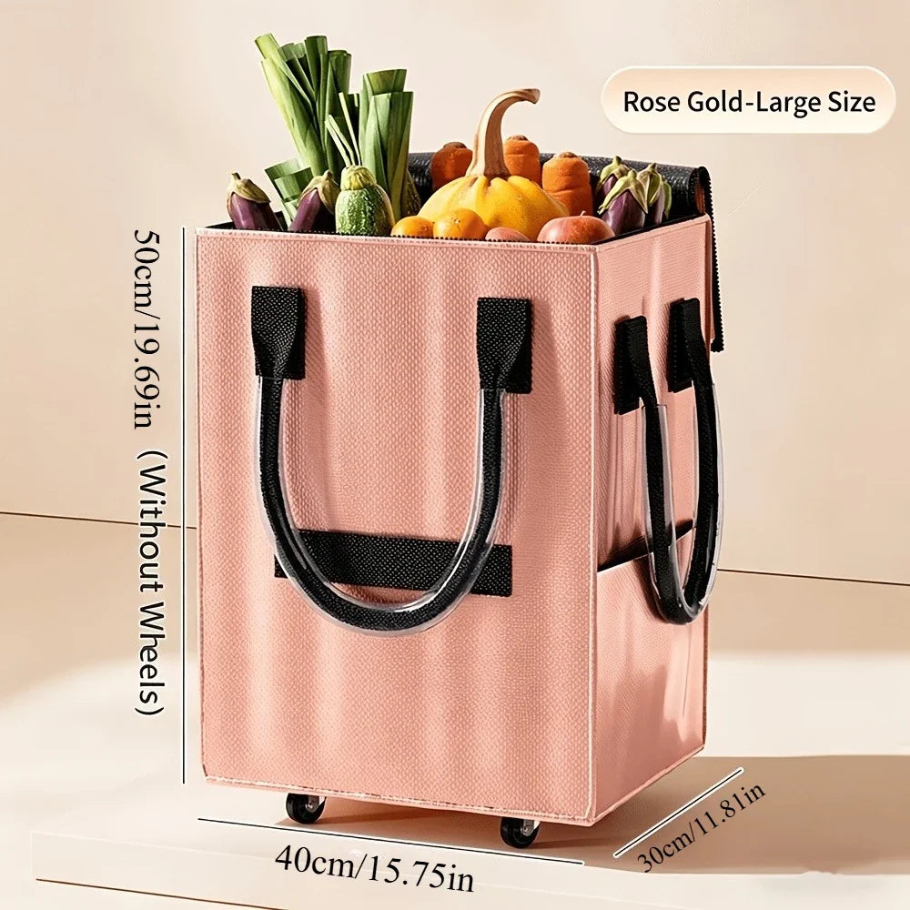 Rolling Grocery Shopping Tote – Large Wheeled Canvas Bag