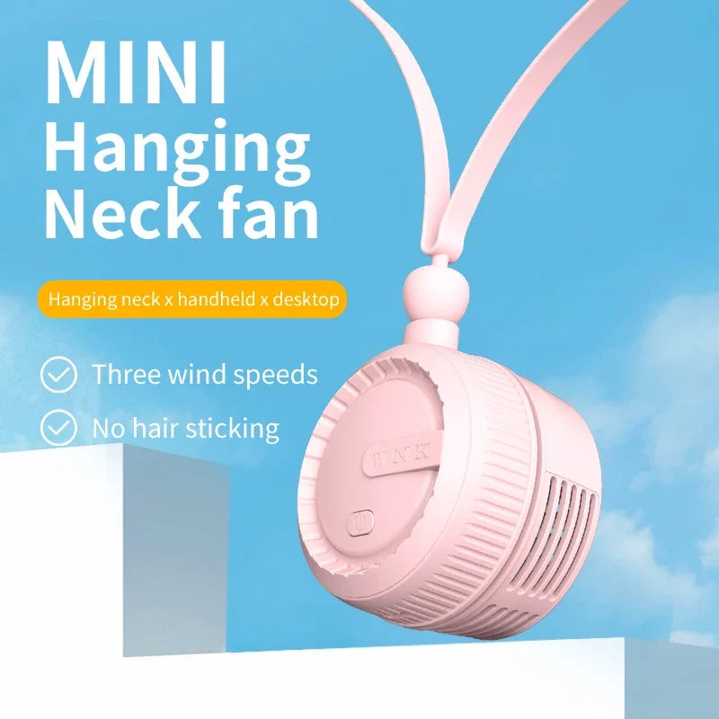 Portable Mini Rechargeable Neck Fan – Bladeless 3-Speed Cooler
