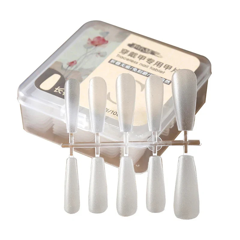100 PCS Coffin Press On Nails – Clear Fake Nail Tips