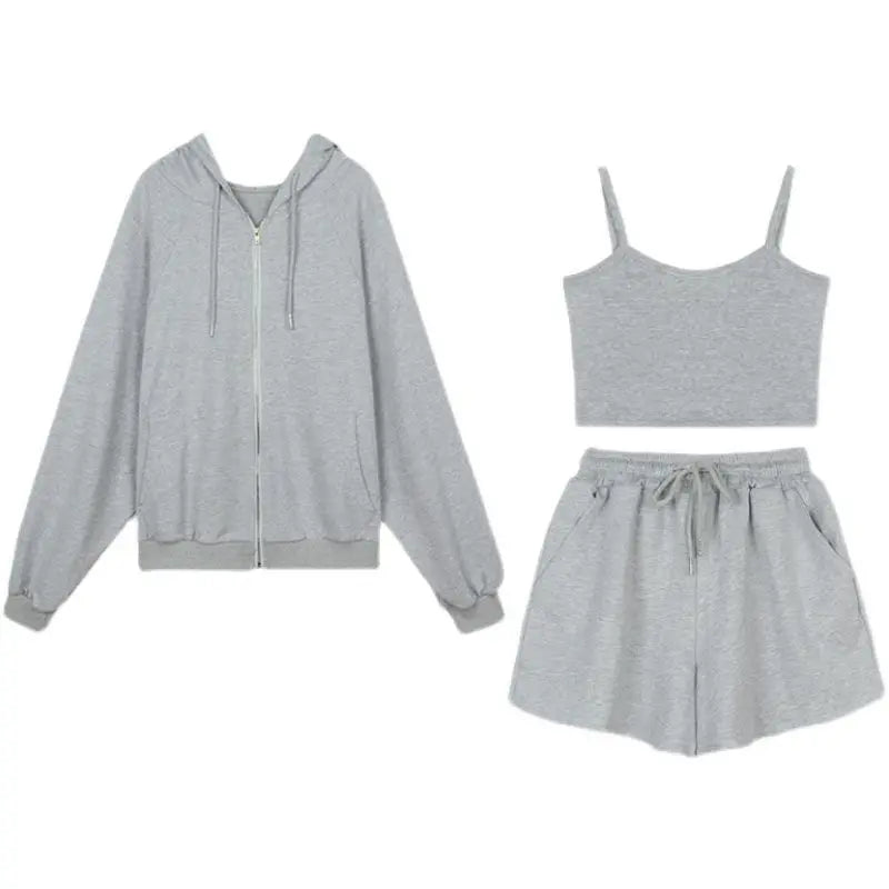 Women's 3-Piece Summer Pajama Set – Sleepwear Shorts & Nightgown