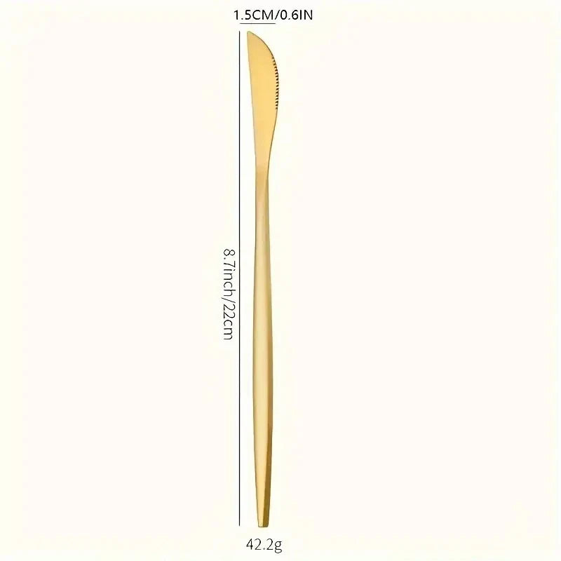 12-Piece Gold Stainless Steel Dinner & Steak Knives Set