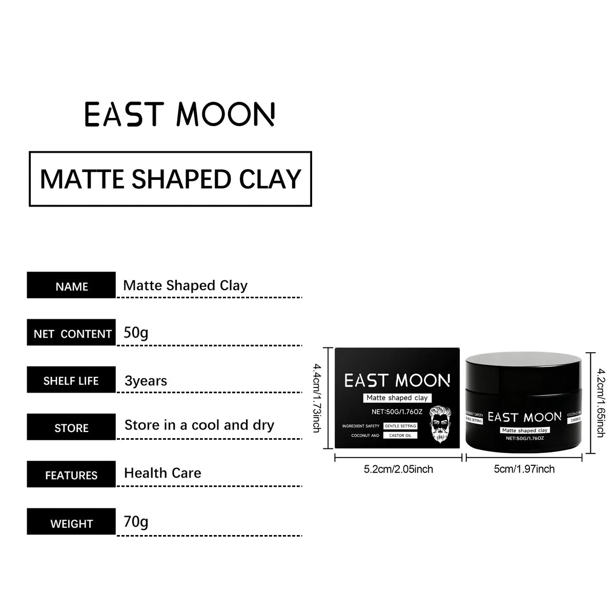 Men's Matte Hair Styling Clay – Strong Hold & Natural Finish 50g
