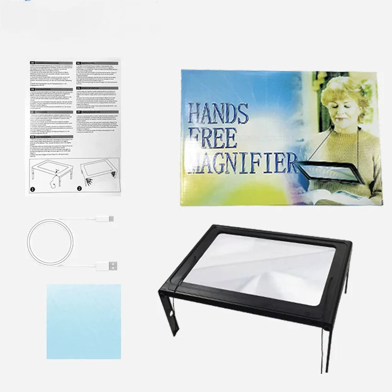 Hands-Free LED Magnifying Glass – Desktop & Neck Mount, 3X