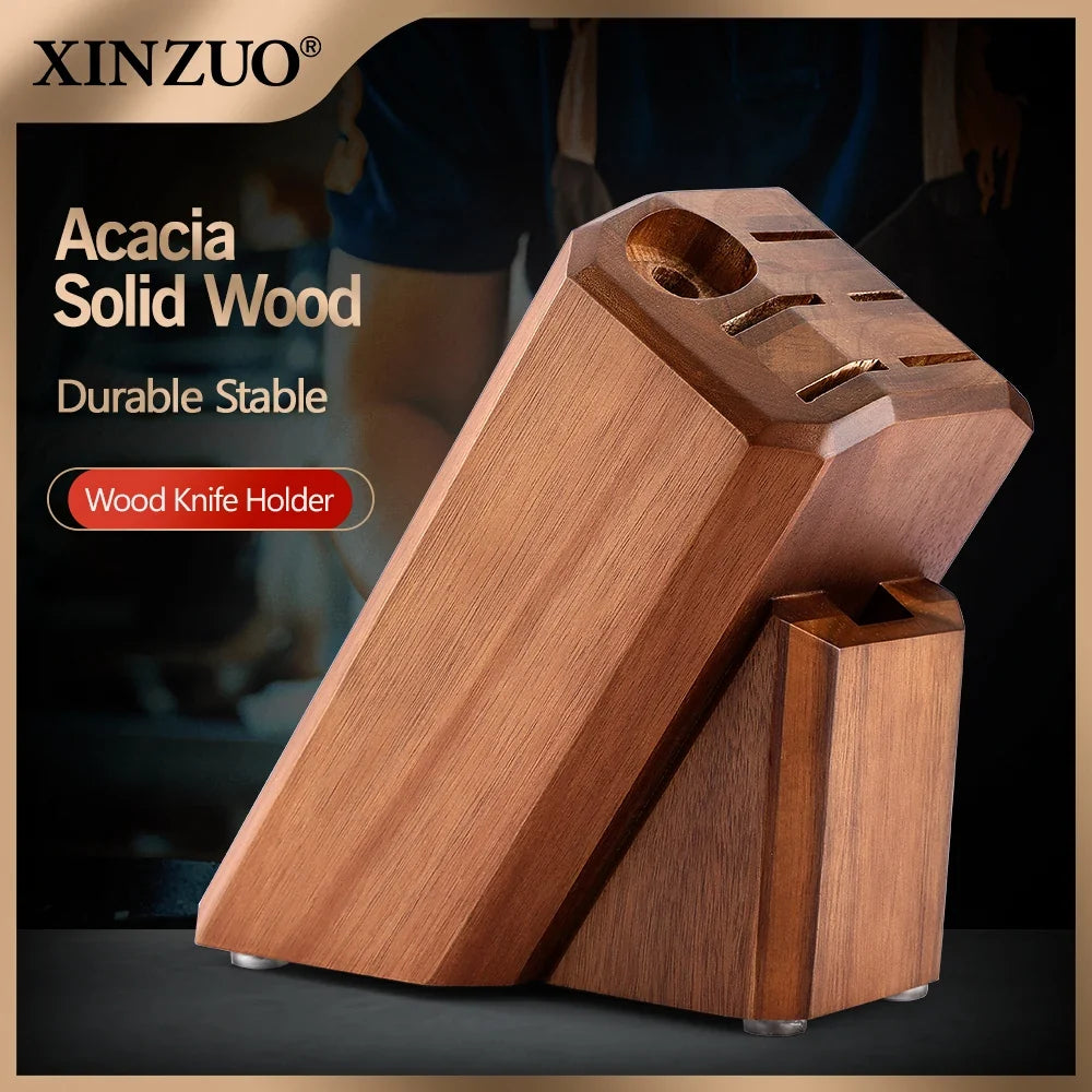 XINZUO 8-Slot Acacia Wood Knife Block – Kitchen Knife Holder