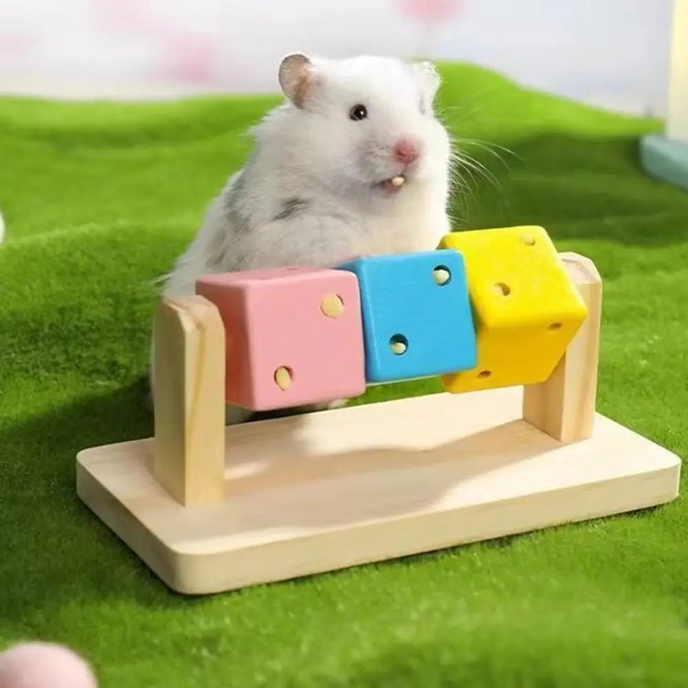 Colorful Wooden Hamster Chew Toy Fitness Cube for Small Pets