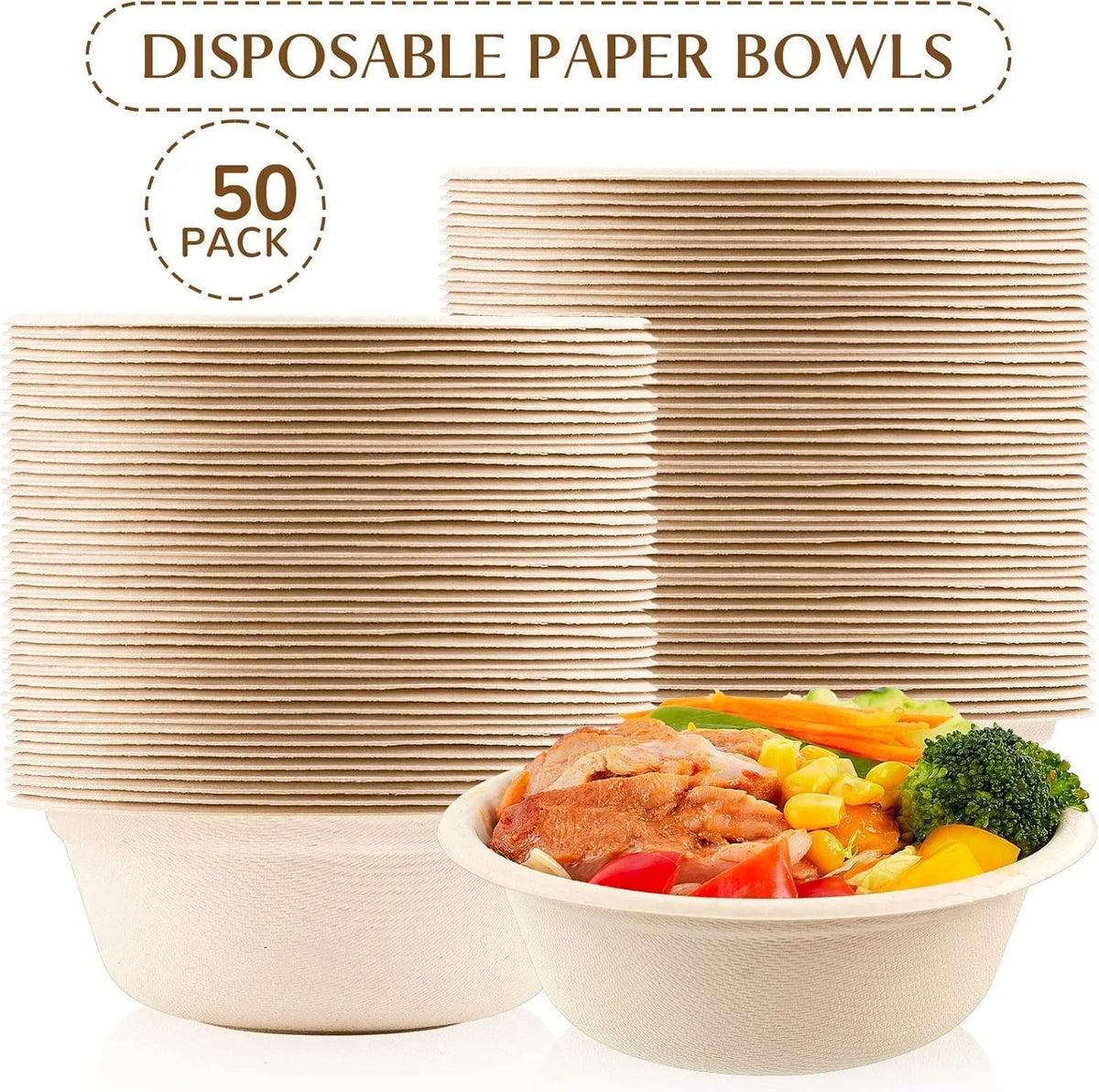 50 125 200 Paper Bowls 100 Compostable Disposable Soup Bowl Heavy