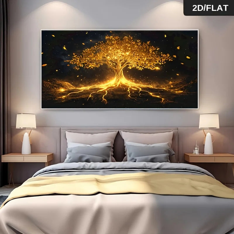 Golden Tree of Life Canvas Wall Art | Modern Abstract Décor