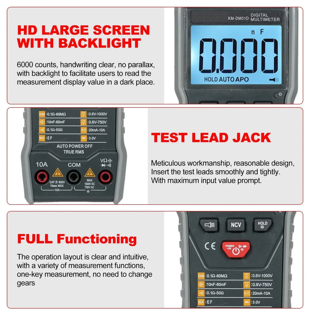 KM-DM01D Auto-Scan Digital Multimeter | 6000 Count RMS