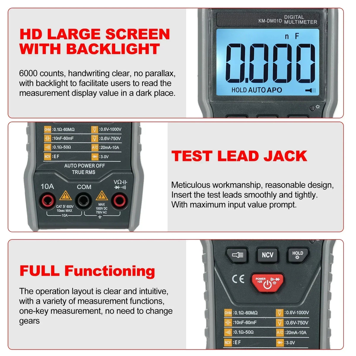 KM-DM01D Auto-Scan Digital Multimeter | 6000 Count RMS