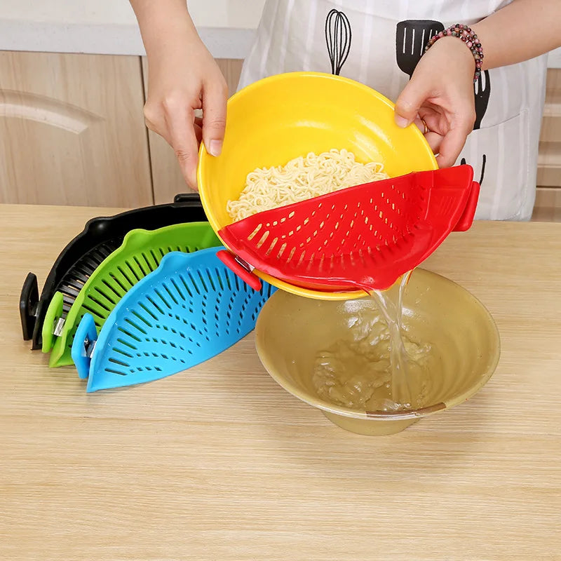 Kitchen Strainer Clip Silicone Colander Fits All Pots Bowls Pasta Pot