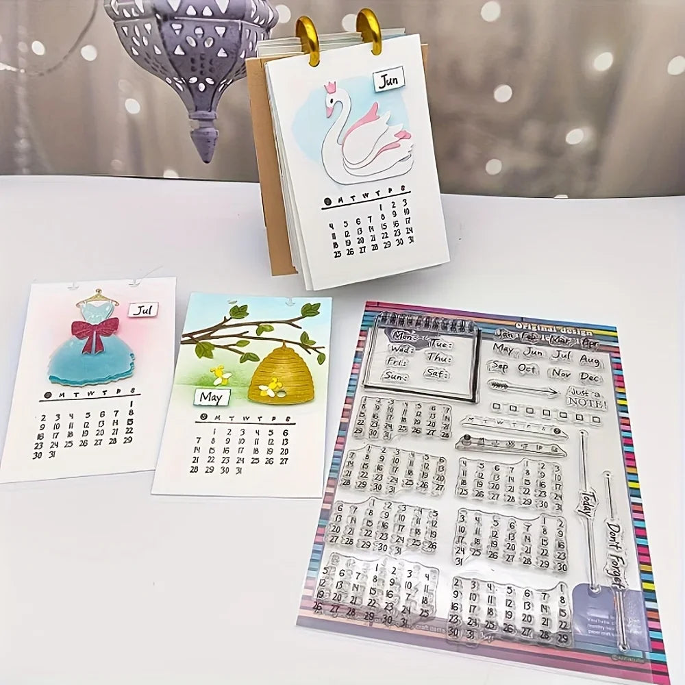 Clear Calendar Stamp – Reusable Transparent Stamp for Cards