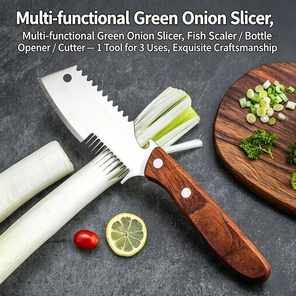 Stainless Steel Scallion Slicer Knife | Multi-Use Kitchen Scraper