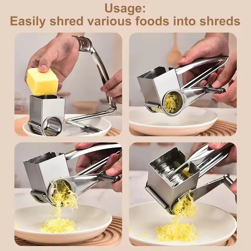 Rotary Cheese Grater – Stainless Steel Multi-Function Slicer