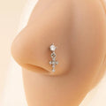 Cross Zircon Dangle Nose Ring – L-Shape Stud Body Jewelry