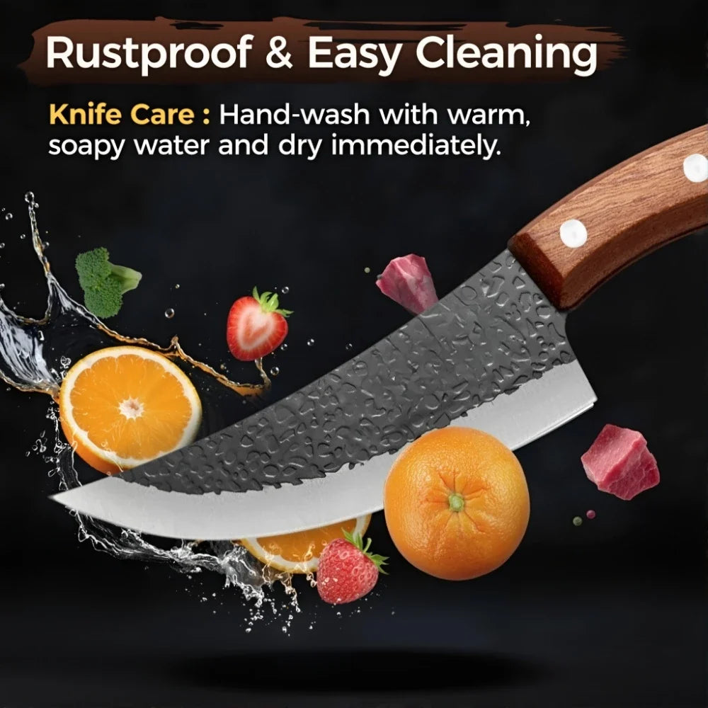 Hand Forged Boning Knife – Stainless Steel & Wooden Handle