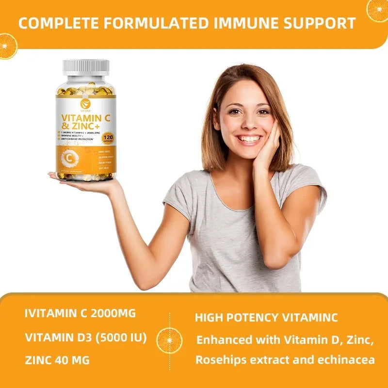 VitaKit Vitamin C 1000mg + Zinc 20mg – 120 Vegan Capsules