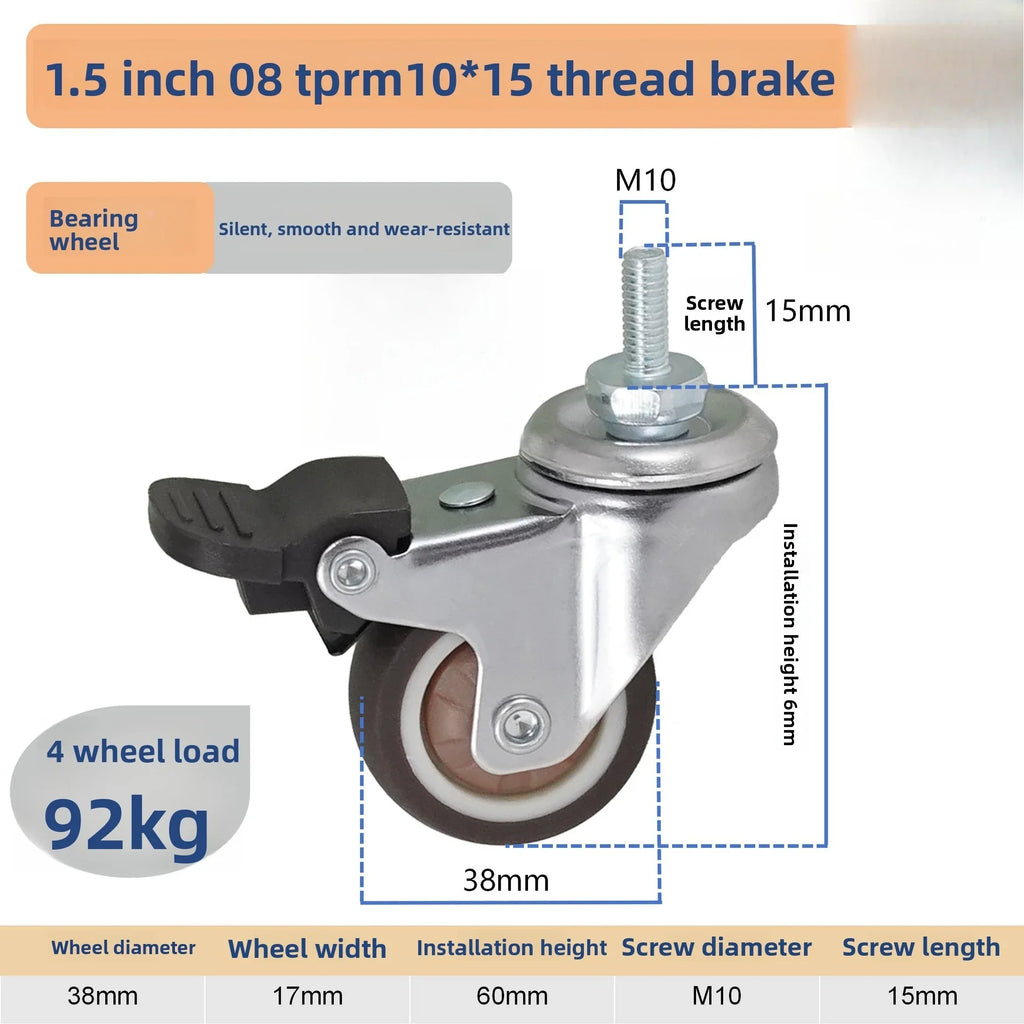 4-Pack Swivel Caster Wheels with Brake – Heavy Duty, 1"–2"