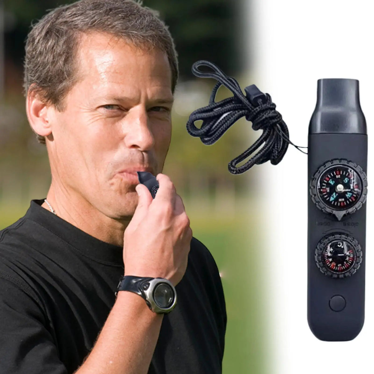 7-in-1 Survival Whistle Outdoor Portable Light Women Men Safety Gear