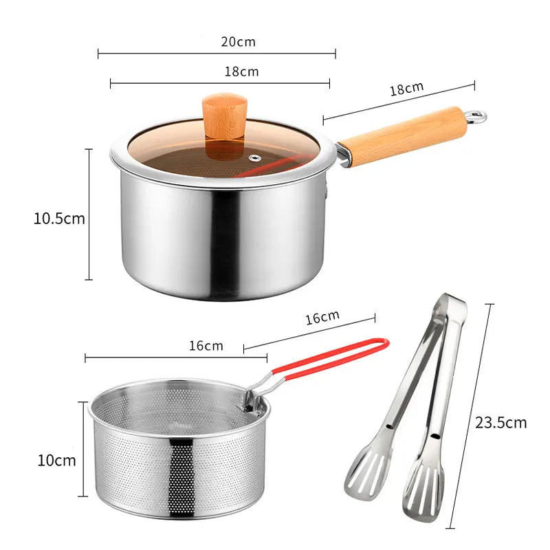 20cm Stainless Steel Deep Fryer Pot with Strainer Basket