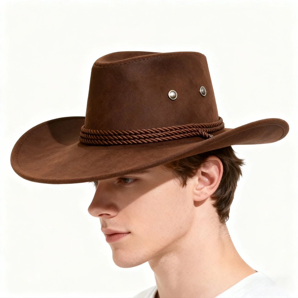 Western Cowboy Hat Vintage Wide Brim Sun Protection Outdoor Riding