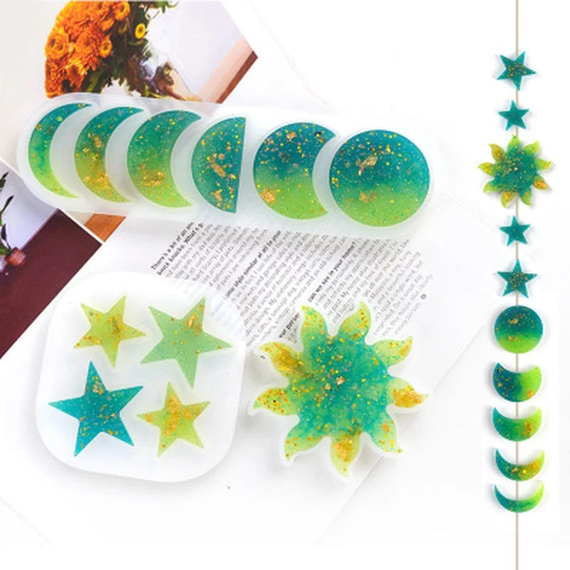 Star Sun Moon Silicone Resin Molds – DIY Jewelry & Craft Kit
