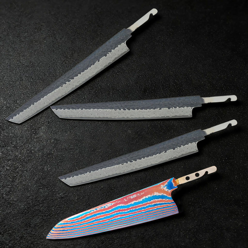 Damascus Steel Sashimi Knife Blade Set – DIY Forged 1–7 PCS