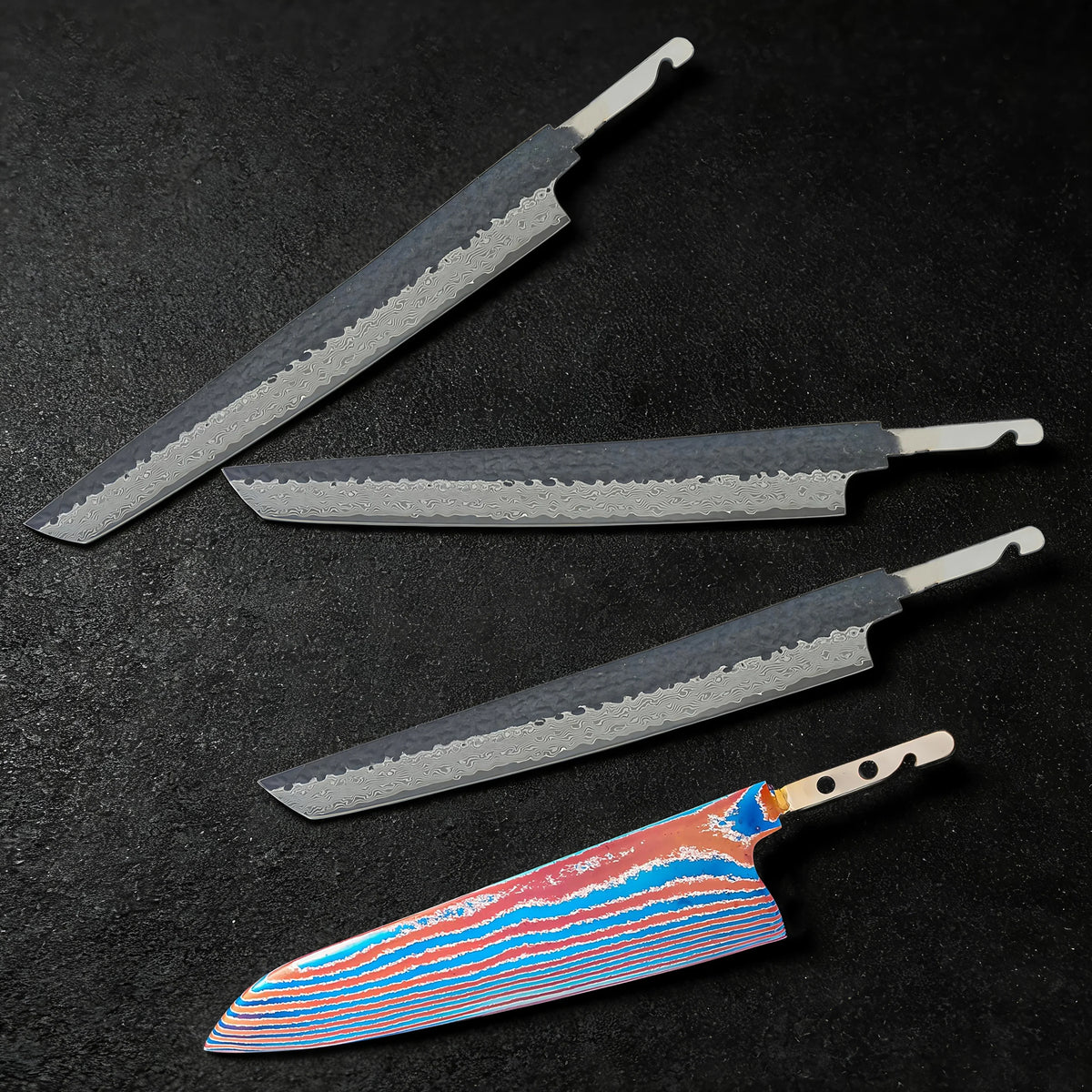 Damascus Steel Sashimi Knife Blade Set – DIY Forged 1–7 PCS