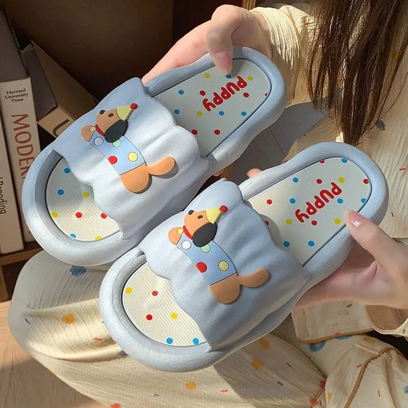 Cute Cartoon Puppy Slides – Soft Sole Summer Slippers Women